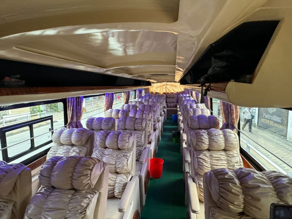 Beautiful luxury sofa bus operating from Kathmandu to Pokhara, offering a comfortable and scenic journey.