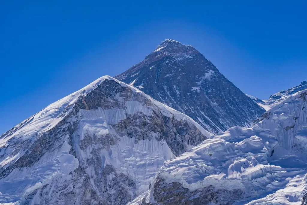 Mount Everest view from Sofa Bus, Nepal with scenic mountains and clear sky.